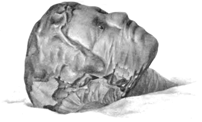 Fig. 2.Water-colour sketch by Mrs. Cecil Firth,
representing a restoration of the early mummy found at Medûm by Prof.
Flinders Petrie, now in the Museum of the Royal College of Surgeons in
London